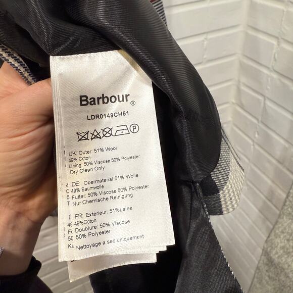 Barbour NWT Winter Tartan Glen Dress Charcoal Gray Wool Plaid Shift Sz 6 Holiday - Picture 13 of 16